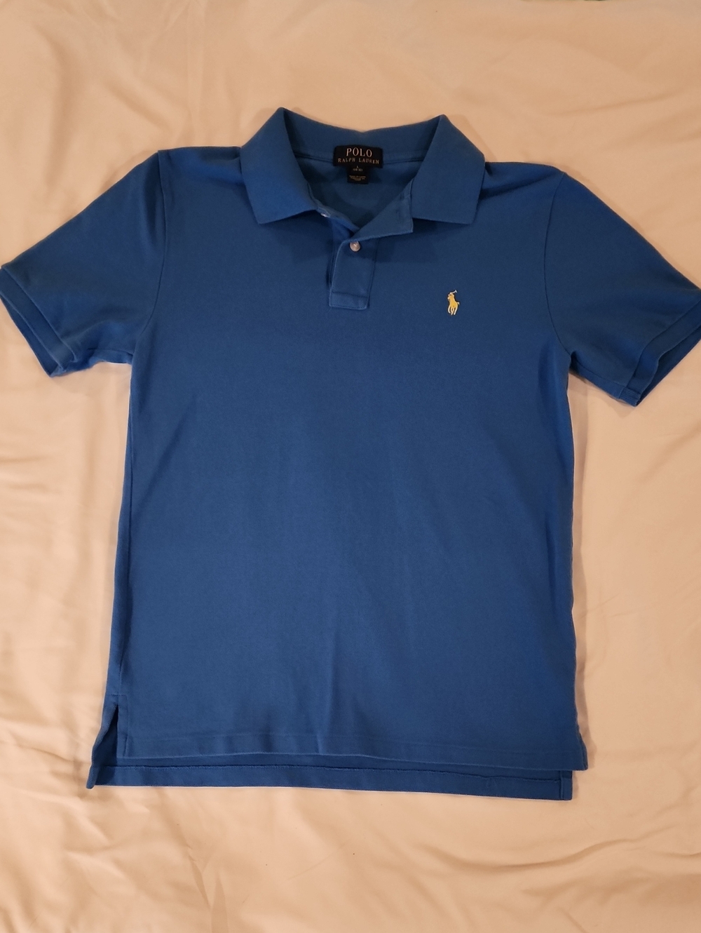Polo by Ralph Lauren Light Blue Polo with Yellow Logo - Size Large 14-16